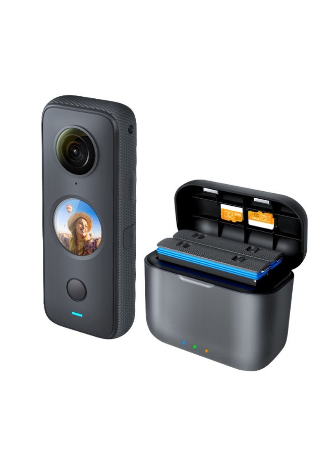 aMagisn Fast Charging Battery Case for Insta360 ONE X2 – Type-C Charger Box with PD3.0 Support, Smart Priority Charging, Storage for Batteries & MicroSD Cards  - Image 1
