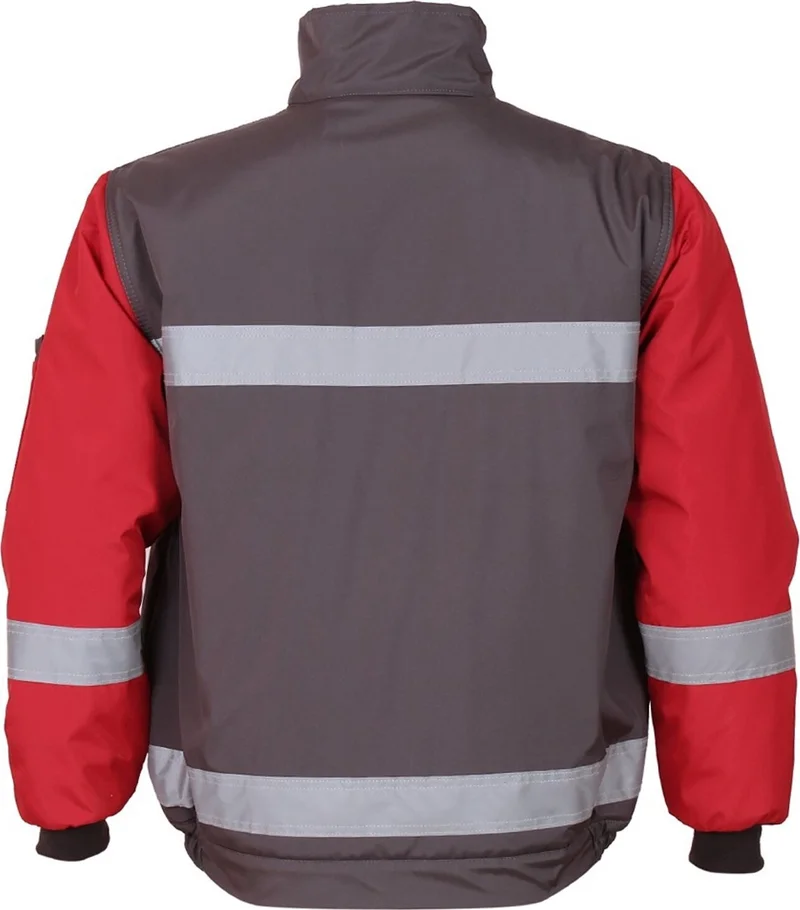 Orange Safety Mervem Gray Cold Weather Jacket with Red Robe Water and Wind Repellent