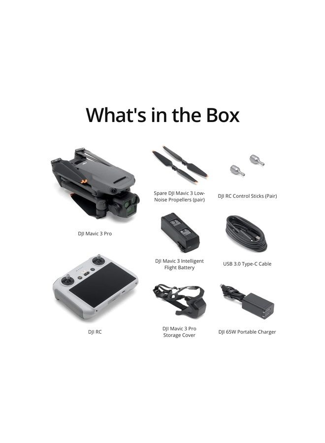 dji Mavic 3 Pro with DJI RC (screen remote controller), Flagship Triple-Camera Drone with 4/3 CMOS Hasselblad Camera, 43-Min Flight Time, and 15km HD Video Transmission, For pro aerial photography - Image 5