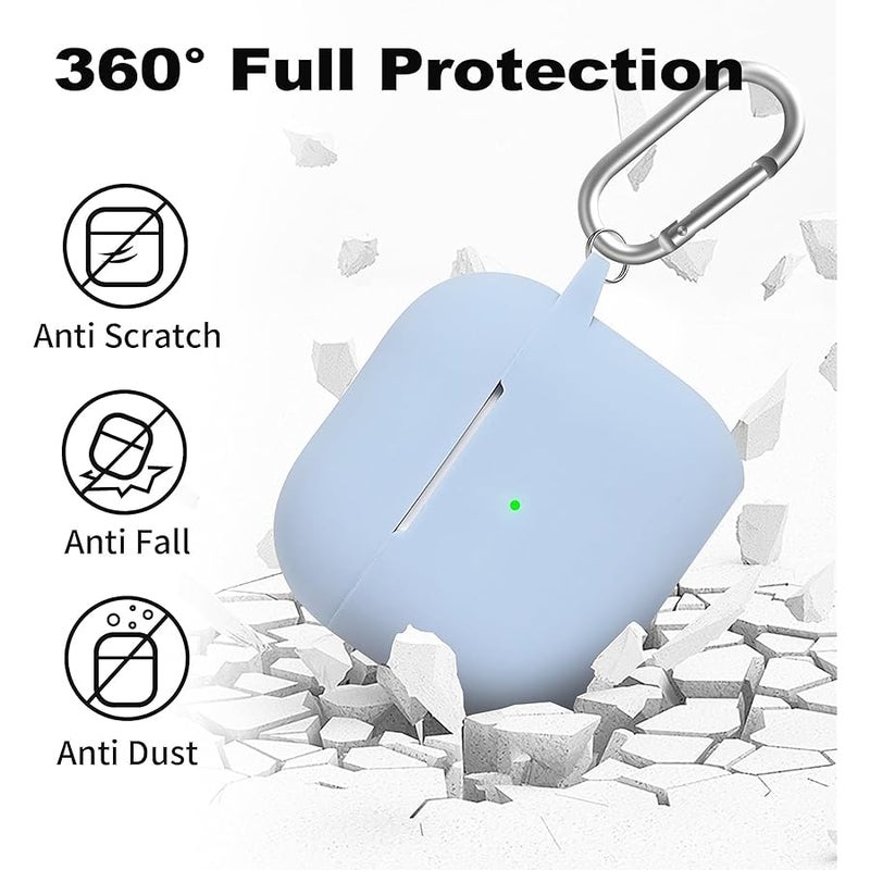 Woyinger for Airpods 4th Case Cover, Come with Cleaner Kit,Soft Skin Silicone Case Cover with Keychain, Full Protective Case for Men and Women, Compatible with AirPods 4th Generation Case,Sky Blue - Image 4