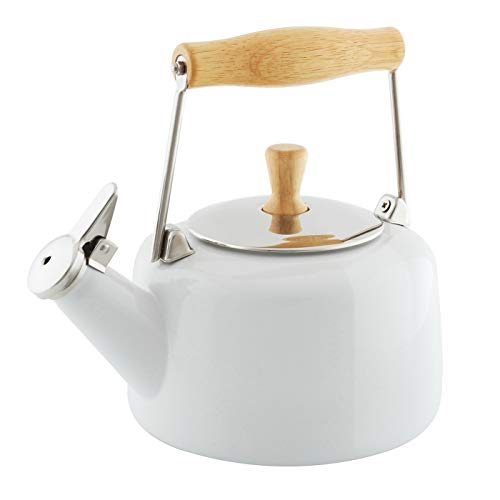 Chantal SVEN Enamel on Steel Whistling Teakettle with Natural Wood handle, 1.4 quarts (White) - Image 5