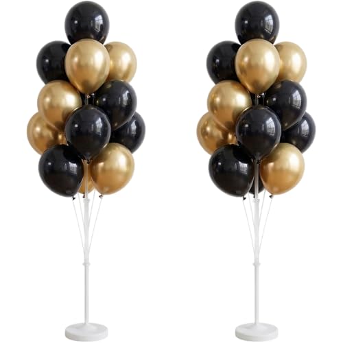 IMISNO Balloon Column Kit for FloorBalloon Columns with Stand Base and PoleBalloon Tower Backdrop Decoration for Wedding Baby Shower Birthday Party or Bachelorette Parties Black Gold - Image 1
