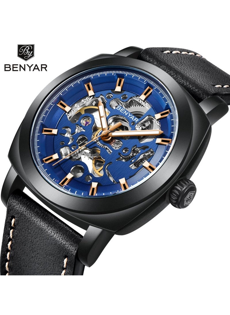 BENYAR Watches for Men Luxury Leather Luminous Water Resistant Automatic Mechanical Wristwatch  - Image 1