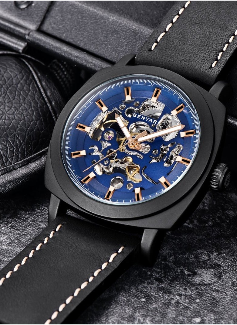 BENYAR Watches for Men Luxury Leather Luminous Water Resistant Automatic Mechanical Wristwatch  - Image 4