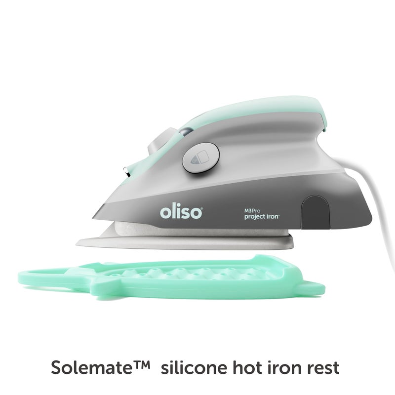 oliso M3Pro Project Steam Iron with Solemate â€“ 1000W Ceramic Soleplate Iron and LED Light for Sewing, Quilting, Crafting, and Travel â€“ Aqua - Image 5