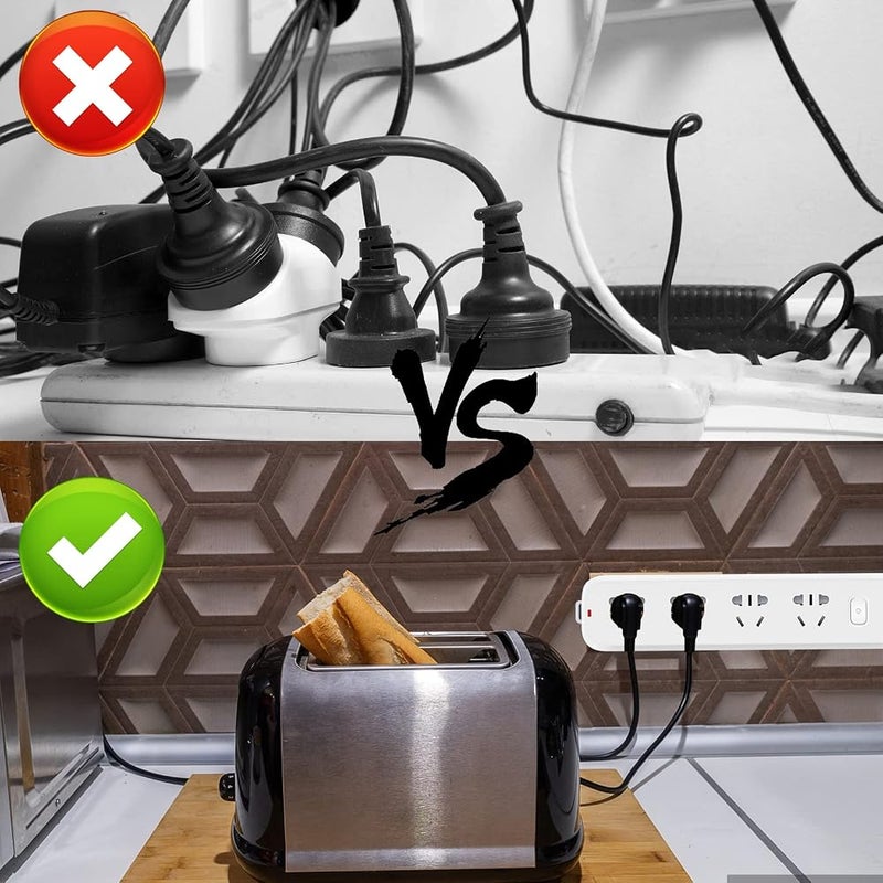 CANIPHA 4Pcs Self Adhesive Power Strip Holder, Adhesive Punch Free Desktop Socket Fixer Wall Mounte, Plug-in Socket Fixer Bracket Stand for Kitchen Home Office Cable Management - Image 5