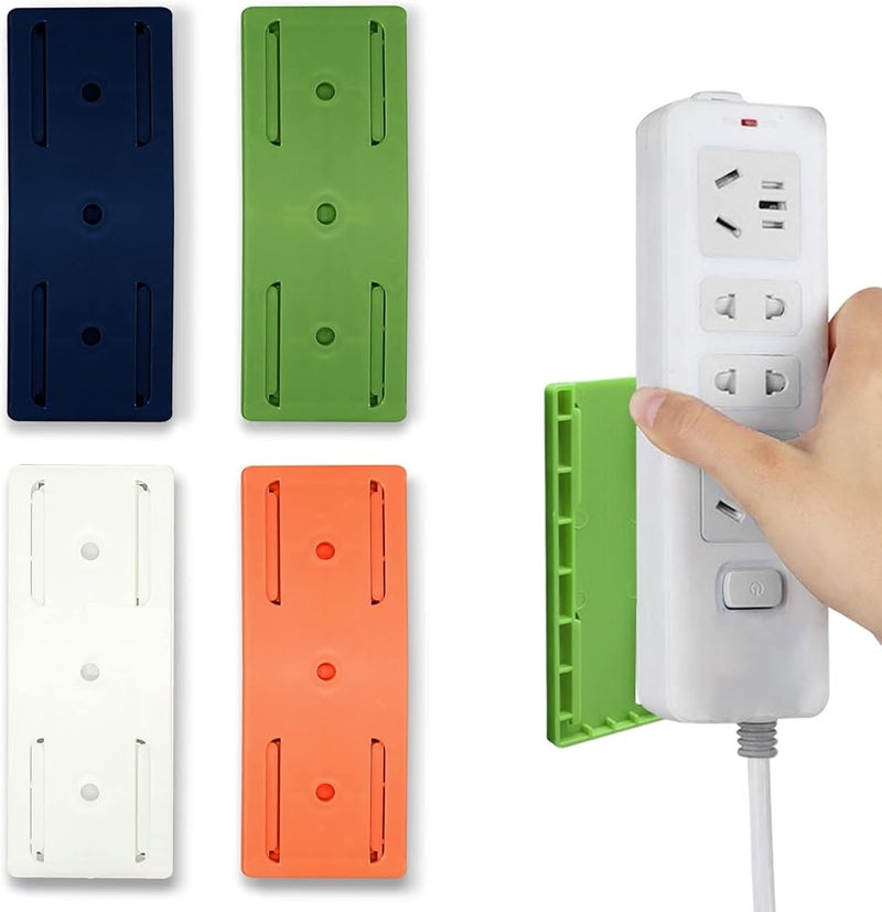 CANIPHA 4Pcs Self Adhesive Power Strip Holder, Adhesive Punch Free Desktop Socket Fixer Wall Mounte, Plug-in Socket Fixer Bracket Stand for Kitchen Home Office Cable Management - Image 1