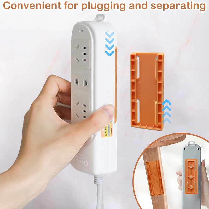 CANIPHA 4Pcs Self Adhesive Power Strip Holder, Adhesive Punch Free Desktop Socket Fixer Wall Mounte, Plug-in Socket Fixer Bracket Stand for Kitchen Home Office Cable Management - Image 4