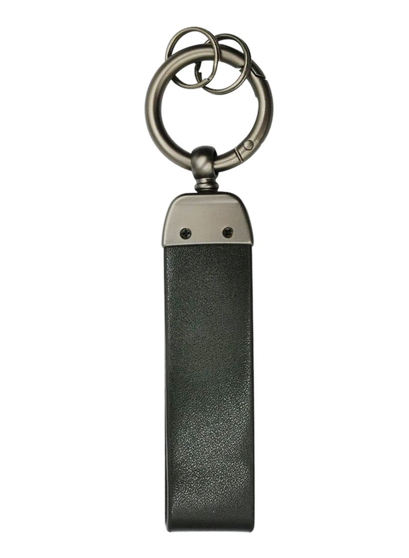 Chevrolet Chevrolet PU Leather Strap Keychain Super Finish Metal Ring Car Key Chain - BLACK  - Image 2