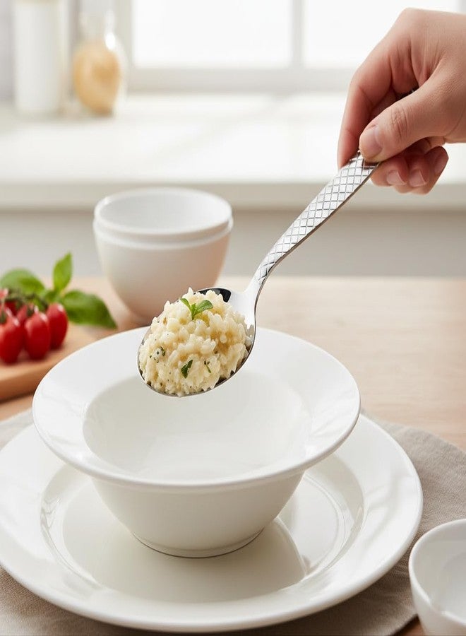 BNAZIND Chef Kunz Spoon Regular | 18/10 Silver Stainless Steel Serving Sauce Spoon | 9 inch 2.5 Tbsp Basting, Quenelle, Cooking,Plating, Dinner Chef Spoons with Non-Slip Grip - Image 4