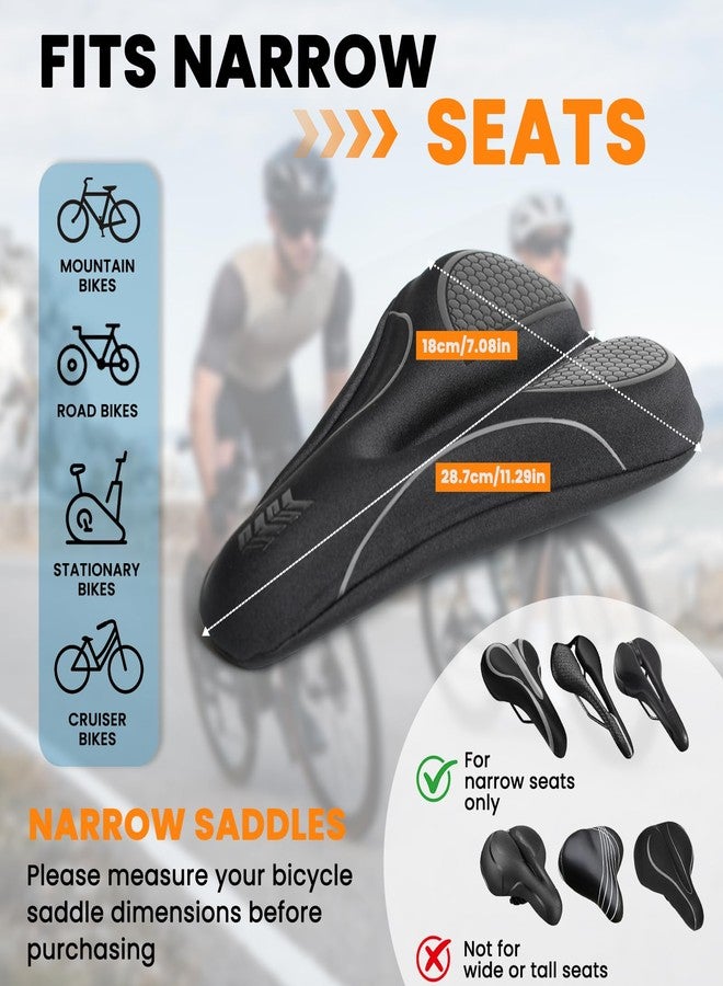 JUMPOW Bike Seat Cushion Cover for Narrow Seats, Gel Padding & Memory Foam Bike Seat Cover with Double Anti-Slip, Breathable Airflow Design, Soft Cover Fits Peloton, Stationary, Mountain & Road Bikes - Image 5
