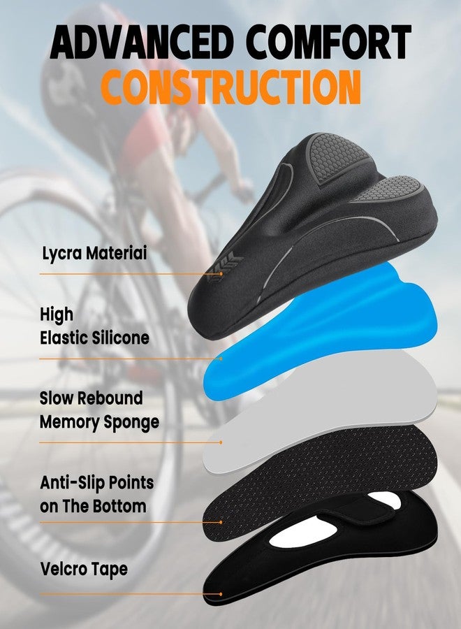 JUMPOW Bike Seat Cushion Cover for Narrow Seats, Gel Padding & Memory Foam Bike Seat Cover with Double Anti-Slip, Breathable Airflow Design, Soft Cover Fits Peloton, Stationary, Mountain & Road Bikes - Image 3