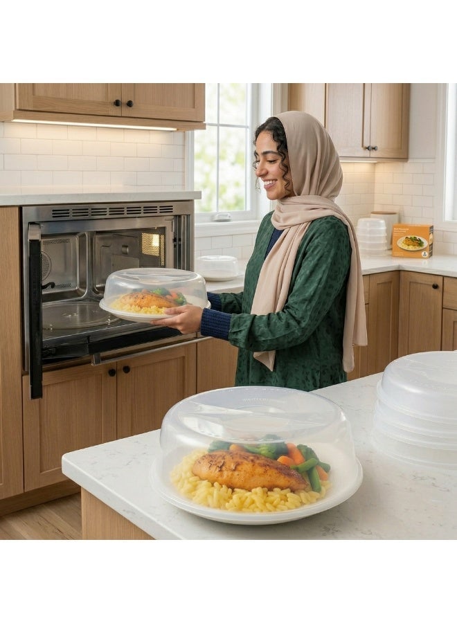 غطاء طعام للميكروويف – مجموعة من 5 قطع، مقاس 27 سم (10 بوصات) مع فتحات تهوية لمنع تناثر الطعام | خالٍ من مادة BPA، آمن للغسل في غسالة الصحون، يناسب معظم الأطباق والأوعية – أغطية مطبخ قُبّبية متعددة الاستخدامات - Image 2