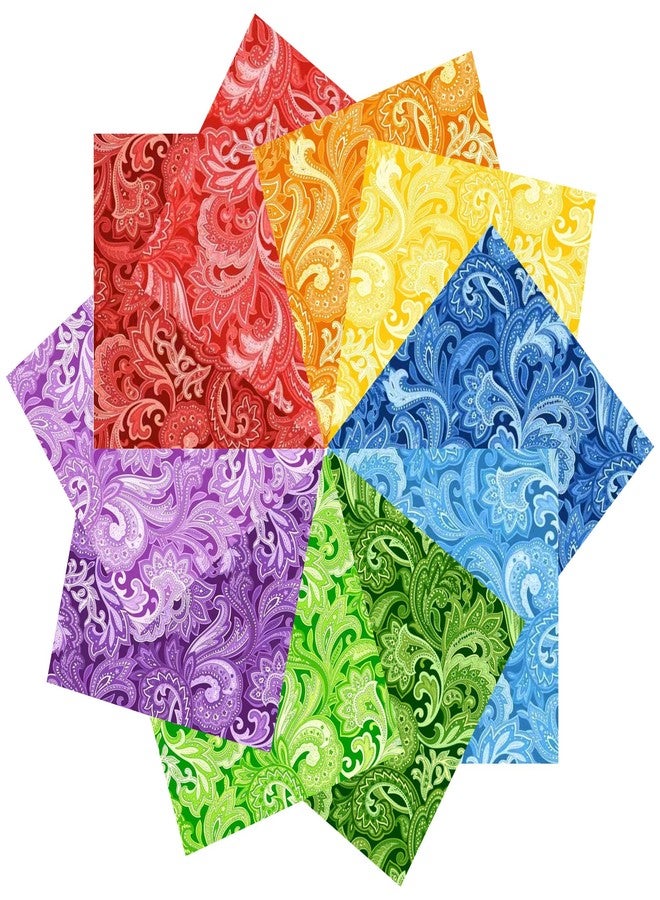 LENAILIN 50pcs 5 x 5 inches Multicolor Cotton Fabric Bundle Squares for Quilting Sewing, Precut Fabric Squares for Craft，Paisley - Image 2
