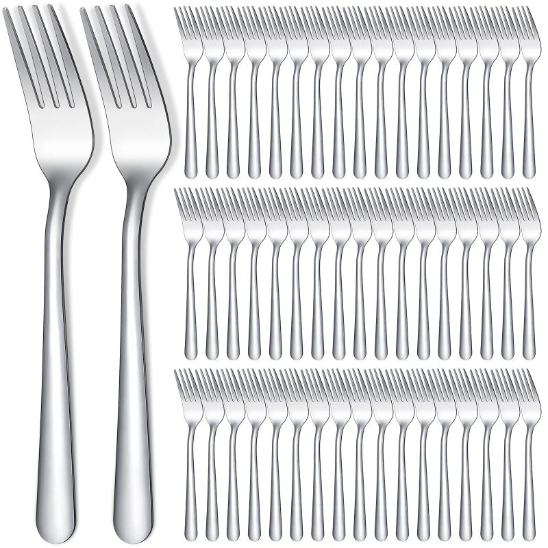 Minatee 200 Pcs Dinner Forks Bulk Set 8 Inches Stainless Steel Metal Forks Silverware Table Cutlery Mirror Polished Salad Flatware for Home Restaurant Kitchen - Image 1