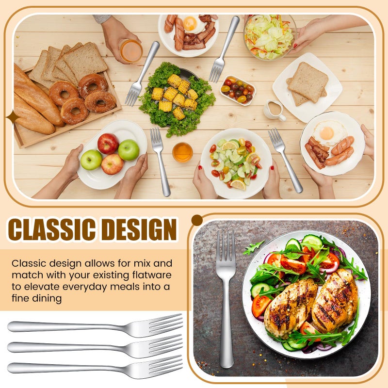 Minatee 200 Pcs Dinner Forks Bulk Set 8 Inches Stainless Steel Metal Forks Silverware Table Cutlery Mirror Polished Salad Flatware for Home Restaurant Kitchen - Image 5
