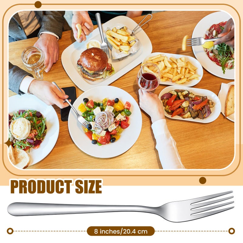 Minatee 200 Pcs Dinner Forks Bulk Set 8 Inches Stainless Steel Metal Forks Silverware Table Cutlery Mirror Polished Salad Flatware for Home Restaurant Kitchen - Image 2