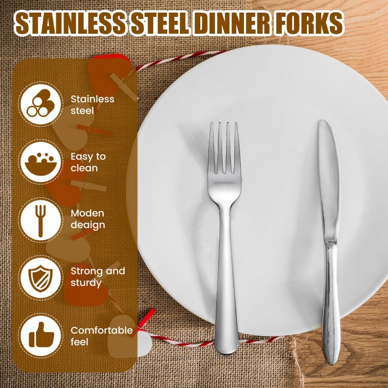 Minatee 200 Pcs Dinner Forks Bulk Set 8 Inches Stainless Steel Metal Forks Silverware Table Cutlery Mirror Polished Salad Flatware for Home Restaurant Kitchen - Image 3