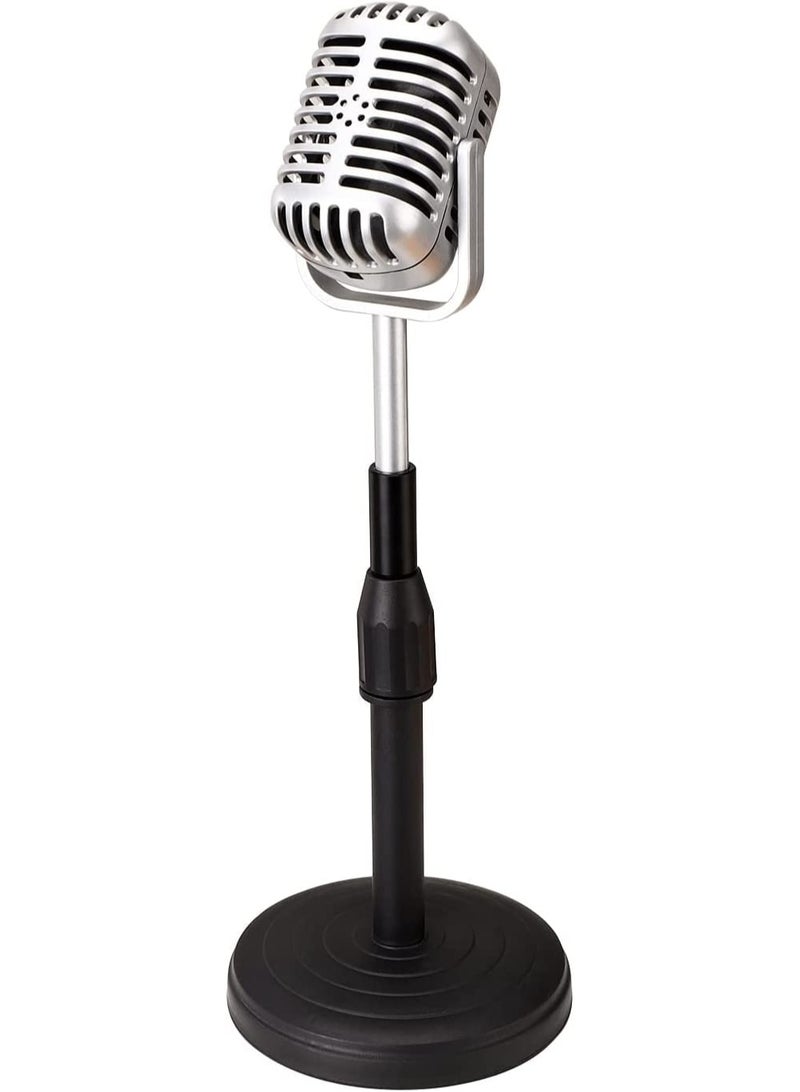 SYOSI Desktop Microphone Prop Model with Adjustable Stand Classic Retro Style Microphone Prop Decor for Party Decoration Costume Role Play Game Night  - Image 1