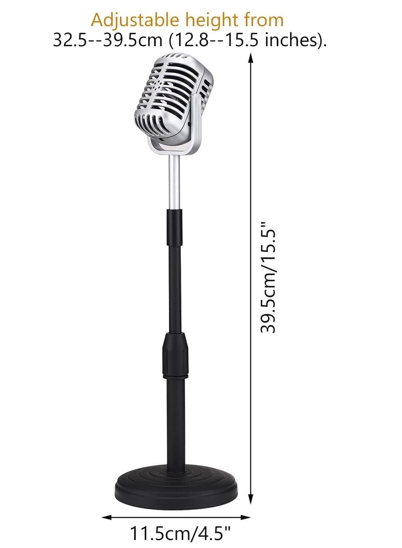 SYOSI Desktop Microphone Prop Model with Adjustable Stand Classic Retro Style Microphone Prop Decor for Party Decoration Costume Role Play Game Night  - Image 5
