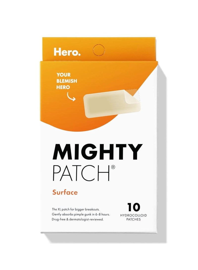 مايتي باتش سطح من Hero Cosmetics - Hydrocolloid Spot Patch للجسم والخد والجبهة والذكنة ، صديقة للنباتيين (10 عدد) - Image 1