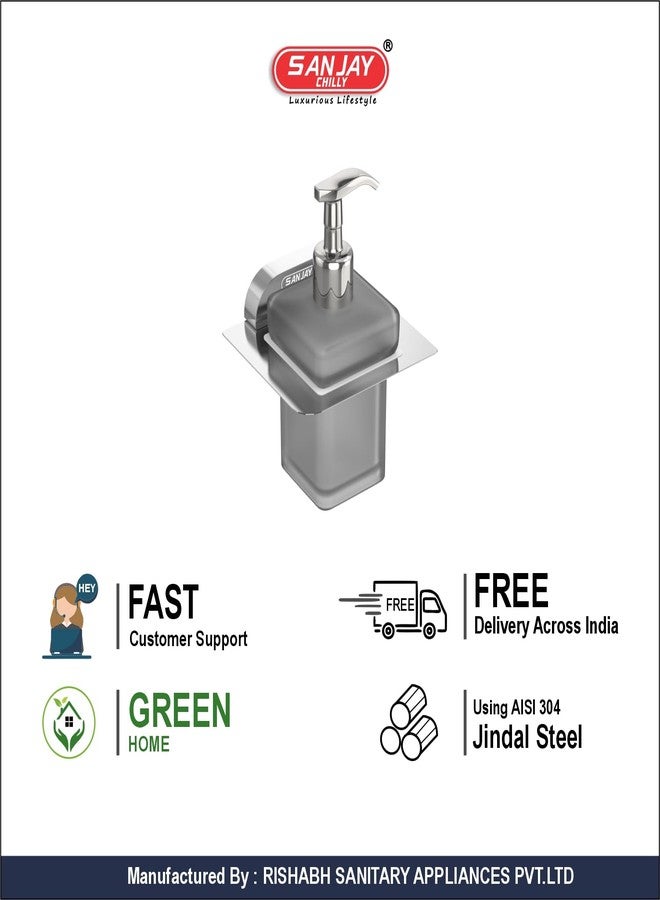 Sanjay Chilly Aristo Series Soap Dispenser | 304 Stainless Steel Liquid Soap Bottle Holder | Rust-Free, Wall Mounted Bathroom Accessory - Image 5