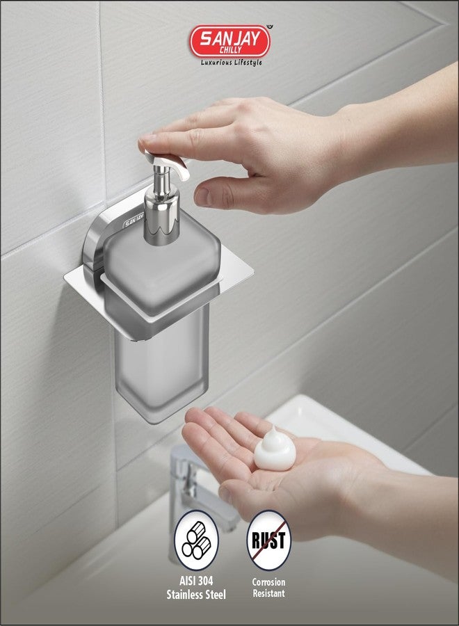 Sanjay Chilly Aristo Series Soap Dispenser | 304 Stainless Steel Liquid Soap Bottle Holder | Rust-Free, Wall Mounted Bathroom Accessory - Image 2