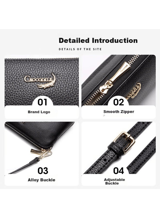 Crocodile Festival Top-grain Leather Casual Underarm Bag, Simple Versatile Shoulder Crossbody Women's Handbag Gift Xt363 - Image 3