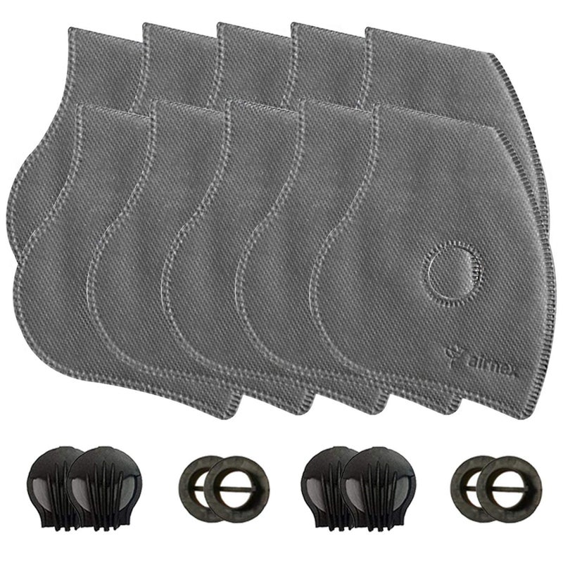 10 pcs of Activated Carbon PM2.5 Mask Filters and 4 Exhaust Valves - Non-Woven Air Pollution Face Mask Filters Inserts - Anti Haze Dustproof Replacement Filter for Face Mask Breathing Insert 5 Layers