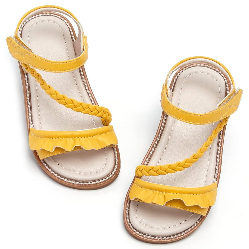 GINFIVE Toddler Girls Sandals Little Girls Kids Summer Shoes Toddler Yellow Sandals Size 8