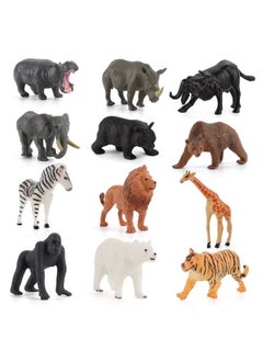 12 Pcs Safari Animals Figures Toys Set, African Jungle Realistic Jumbo Wild Zoo Animals Figurines, Farm Animal Toys With Elephant, Giraffe, Lion, Tiger, Gorilla For Kids Toddlers