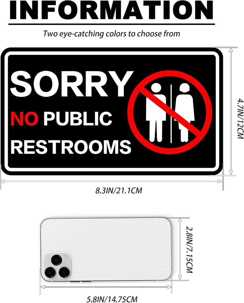 LONGMUU Sorry No Public Restroom Signs, Self Adhesive Weatherproof UV Protected Vinyl No Public Bathroom Signs for Business Window Door - Image 2