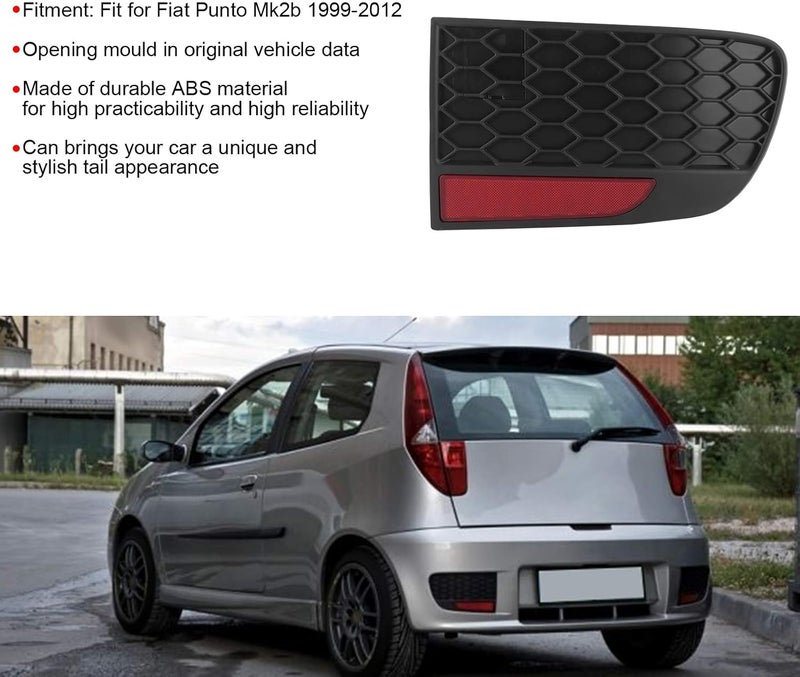 klarako Rear Bumper Reflector Honeycomb Trim ABS Tail Bumper Reflector 735362640 Fit for Punto Mk2b 1999klarako 2012(Right) - Image 3