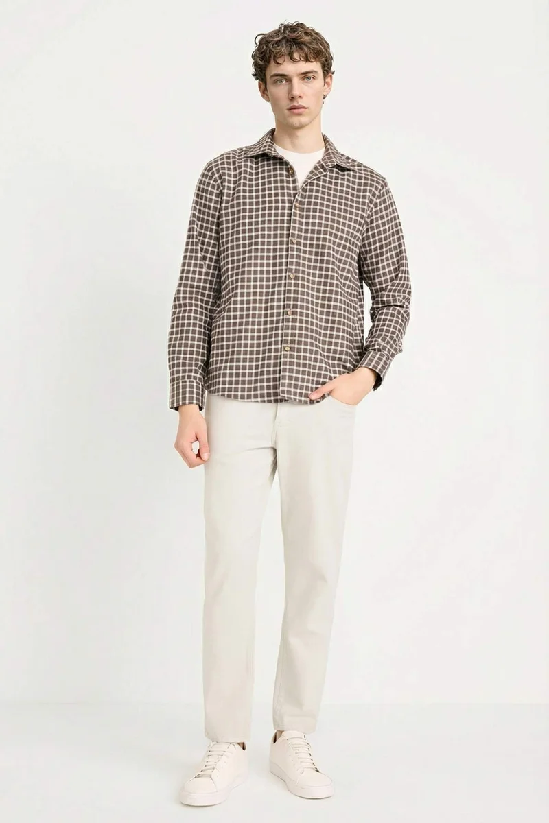 ديفاكتو 100% Cotton Plaid Shirt