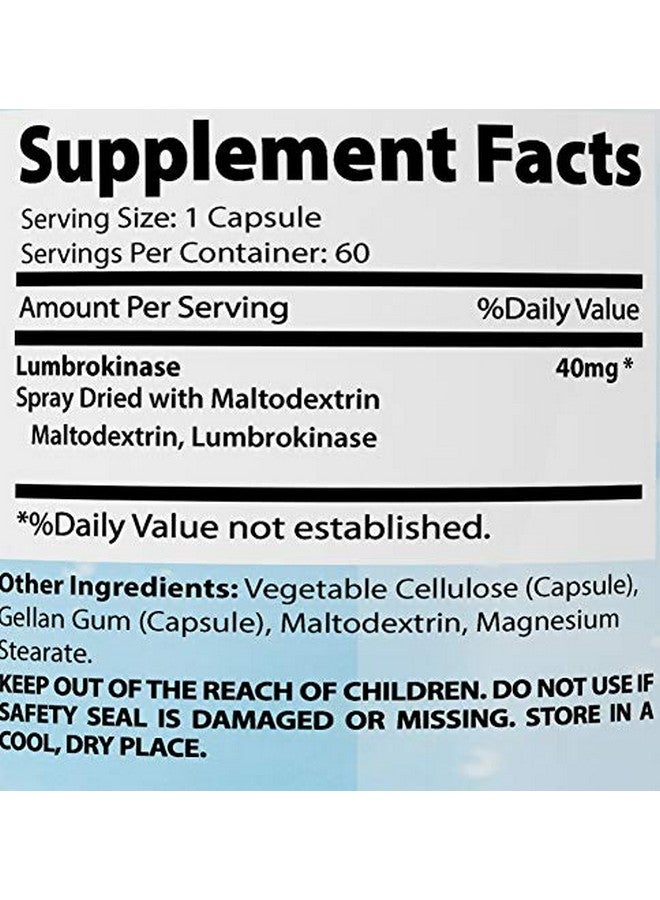 Absonutrix Lumbrokinase 40 mg 60 vegetable capsules supports healthy heart All natural Made in USA - Image 4