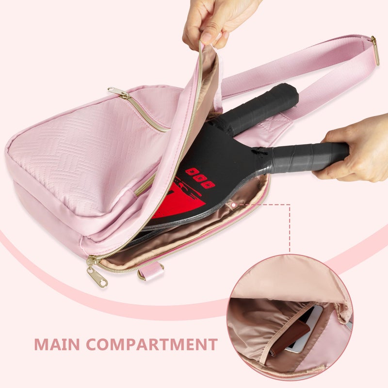 Prokva Pickleball Bag for Women, Pickleball Paddle Sling Bag, Pickle Ball Bag for Pickleball Accessories, Pink (Patent Design) - Image 2