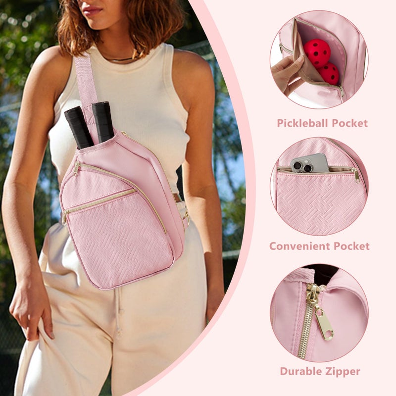 Prokva Pickleball Bag for Women, Pickleball Paddle Sling Bag, Pickle Ball Bag for Pickleball Accessories, Pink (Patent Design) - Image 4