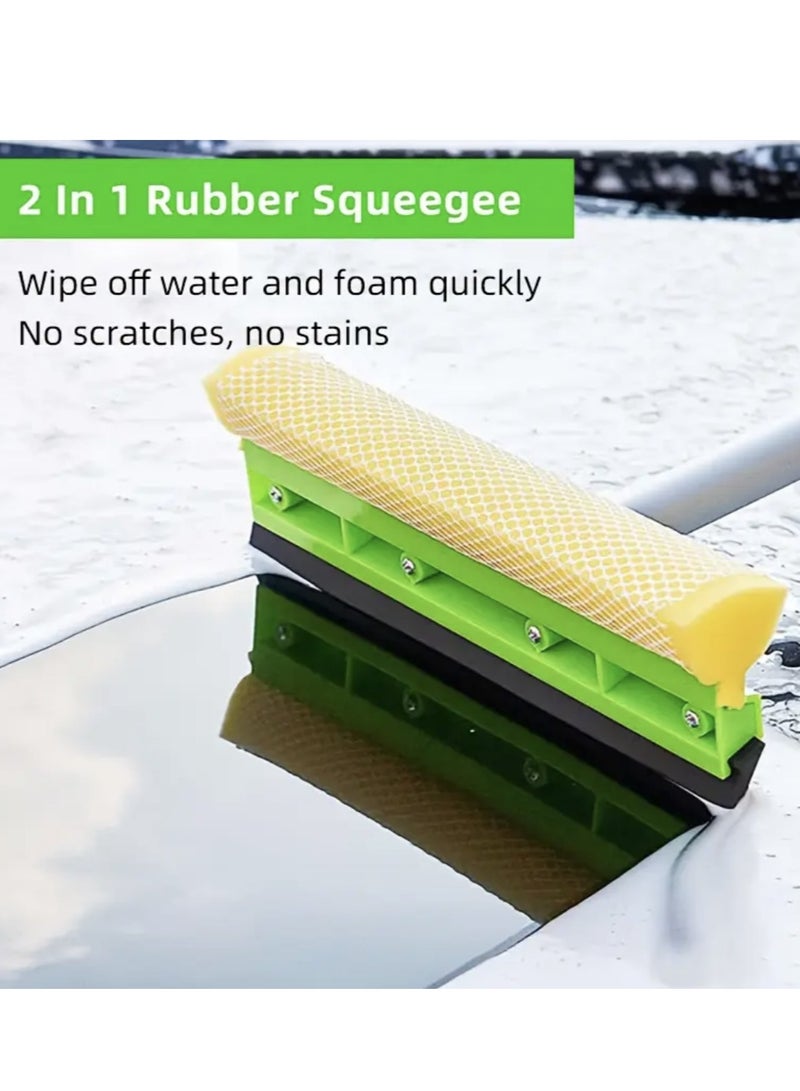 8 pcs 62" Car Wash Mop with Telescoping Long Handle, Microfiber Towels，Wheel Tire Brush，Car Wash Brush with Rubber Squeegee, Microfiber Car Wash Mop Mitt Car Cleaning Kit  for Washing  Cars RV Truck Boat and Houshold - Image 5