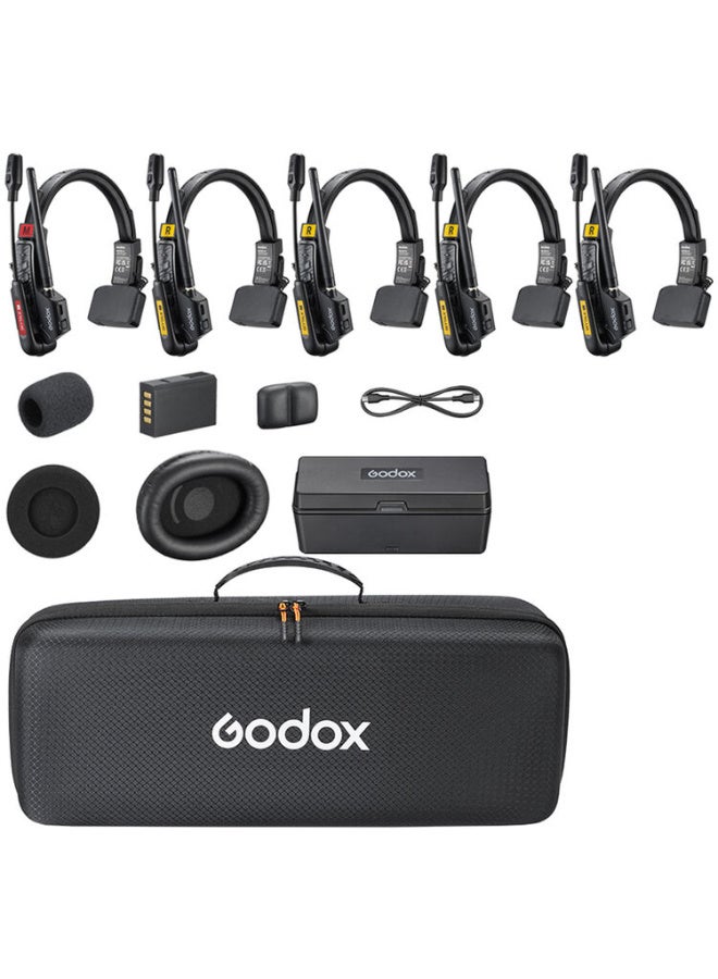 Godox SkyTalk Air 5S 5-Person Full-Duplex Wireless Intercom Headset System (2.4 GHz) - Image 1