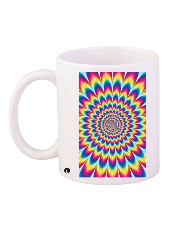 RYN Graphic Printed Coffee Mug White/Pink/Yellow 11ounce
