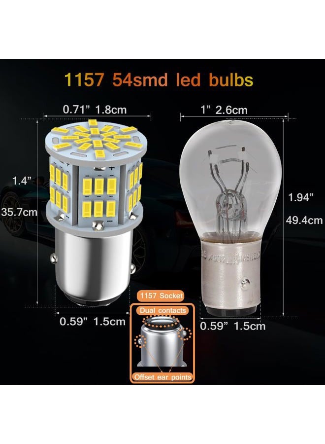 Melphan-Auto 1157 Led Brake Light Bulb, 12V-24V 1157 7528 2357 2057 BAY15D LED Replacement Light Bulb for Brake Tail Running Parking Backup Light for Car RV Trailer Boat, 54SMD White light, 2PCS - Image 2