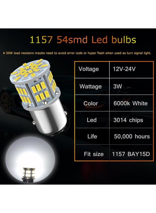 Melphan-Auto 1157 Led Brake Light Bulb, 12V-24V 1157 7528 2357 2057 BAY15D LED Replacement Light Bulb for Brake Tail Running Parking Backup Light for Car RV Trailer Boat, 54SMD White light, 2PCS - Image 3