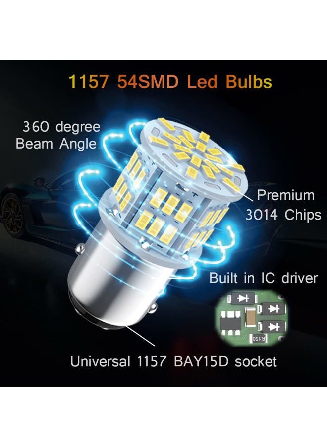 Melphan-Auto 1157 Led Brake Light Bulb, 12V-24V 1157 7528 2357 2057 BAY15D LED Replacement Light Bulb for Brake Tail Running Parking Backup Light for Car RV Trailer Boat, 54SMD White light, 2PCS - Image 5