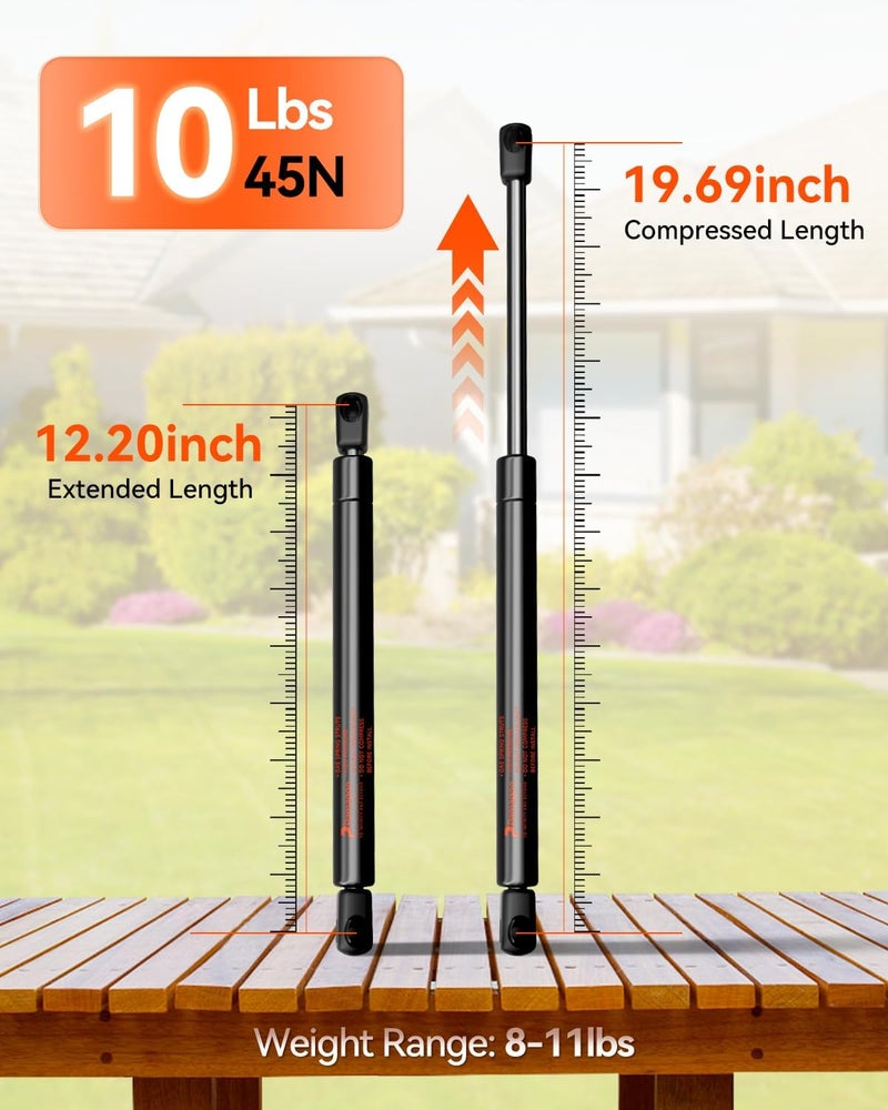 PAMAGOO SX200P1-11 20 Inch 10 Lbs(8-11lbs) Gas Shocks, ML1410 20" Gas Spring Strut for Entry Entrance Door RV Window Motorhome Camper Door Lift Support, 2 Pack - Image 2