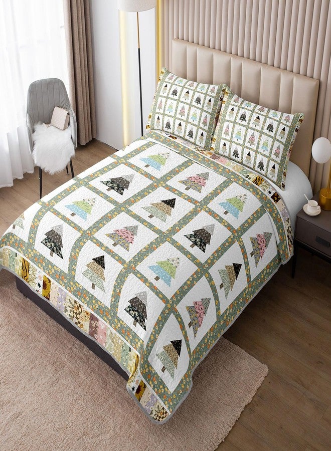 Tuzaovy Floral Tree Quilt Set Queen Size,Patchwork Bed Cover Set for Kids and Adults Room Decor,Tree Printed Quilt Bedding,Unique Bedspread Sets Modern Bedroom Decor for Kids and Adults - Image 2