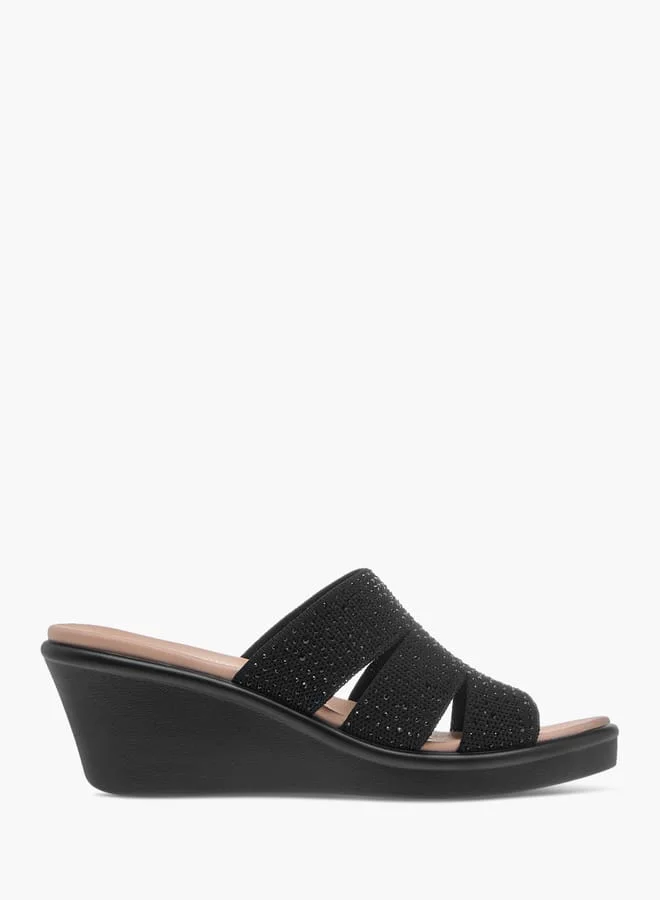 Le Confort Womens Embellished Slip-On Sandals With Wedge Heels