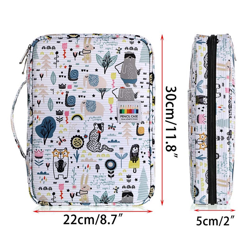 BTSKY Portable Colored Pencil Case - Colored Pencil Organizer Holds 166 Pencils or 112 Gel Pens Large Capacity Zippered Pencil Holder Gel pens (Animal) - Image 3
