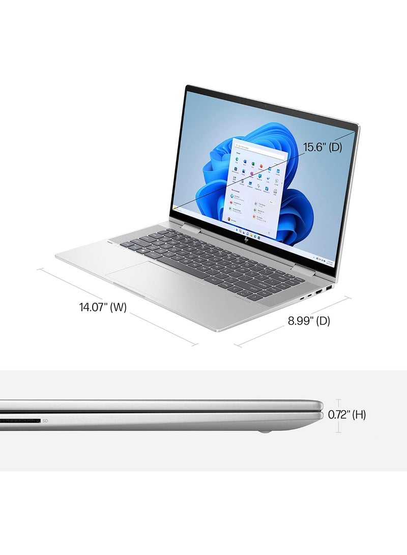 HP Envy X360 15-fe0053dx بشاشة لمس 15.6 بوصة كاملة الوضوح، ومعالج Core i7-1355U/ذاكرة وصول عشوائي سعة 16 جيجابايت/محرك أقراص SSD سعة 512 جيجابايت/بطاقة رسومات Intel Iris Xe/نظام التشغيل Windows 11 - Image 3