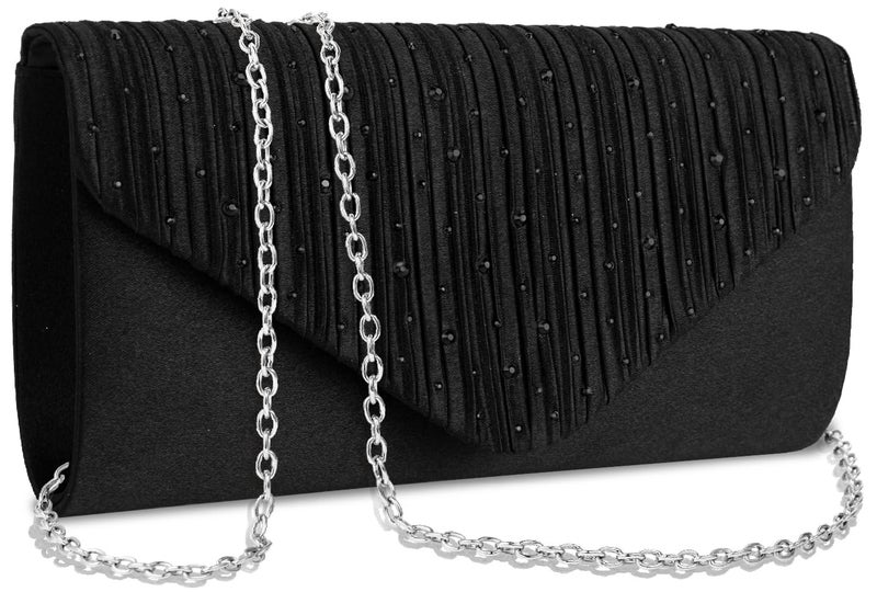 BBjinronjy Clutch Purses for Women Evening Bag Formal Rhinestone Handbags for Wedding Party Cocktail Prom Dinner Shoulder Envelope (Black) - Image 1