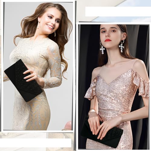 BBjinronjy Clutch Purses for Women Evening Bag Formal Rhinestone Handbags for Wedding Party Cocktail Prom Dinner Shoulder Envelope (Black) - Image 4